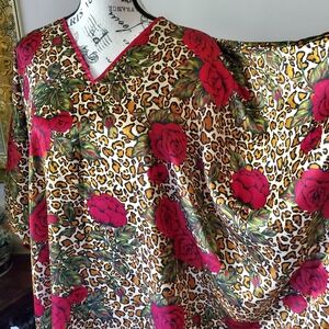 Vintage Cheetah Rose Print Winlar Caftan